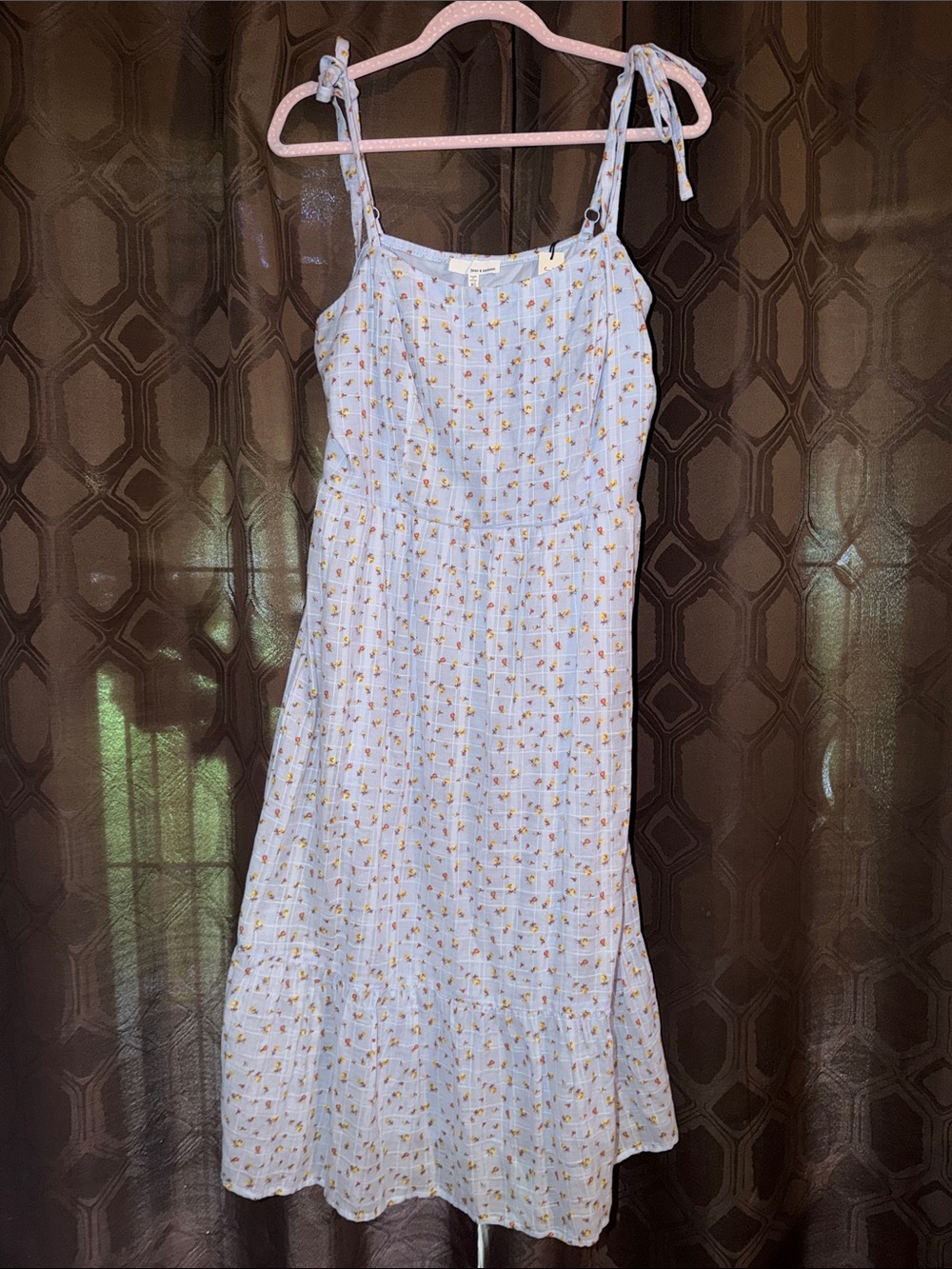 Light Blue Floral Tie-Shoulder Sundress